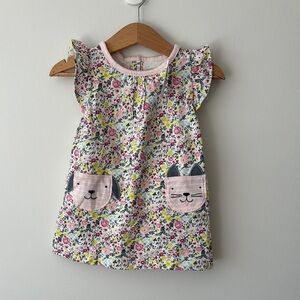 GAP Pink and Yellow A-line Casual Dress with Flutter Sleeves